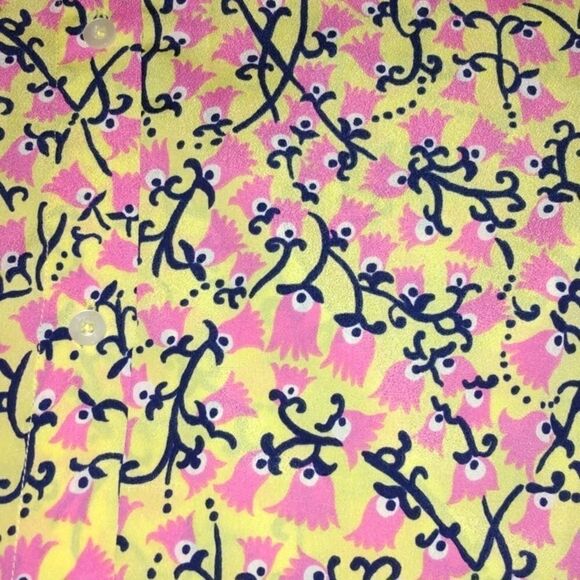 Lilly Pulitzer Long Sleeve Shirt XS Kapri Yellow Floral - Picture 1 of 5